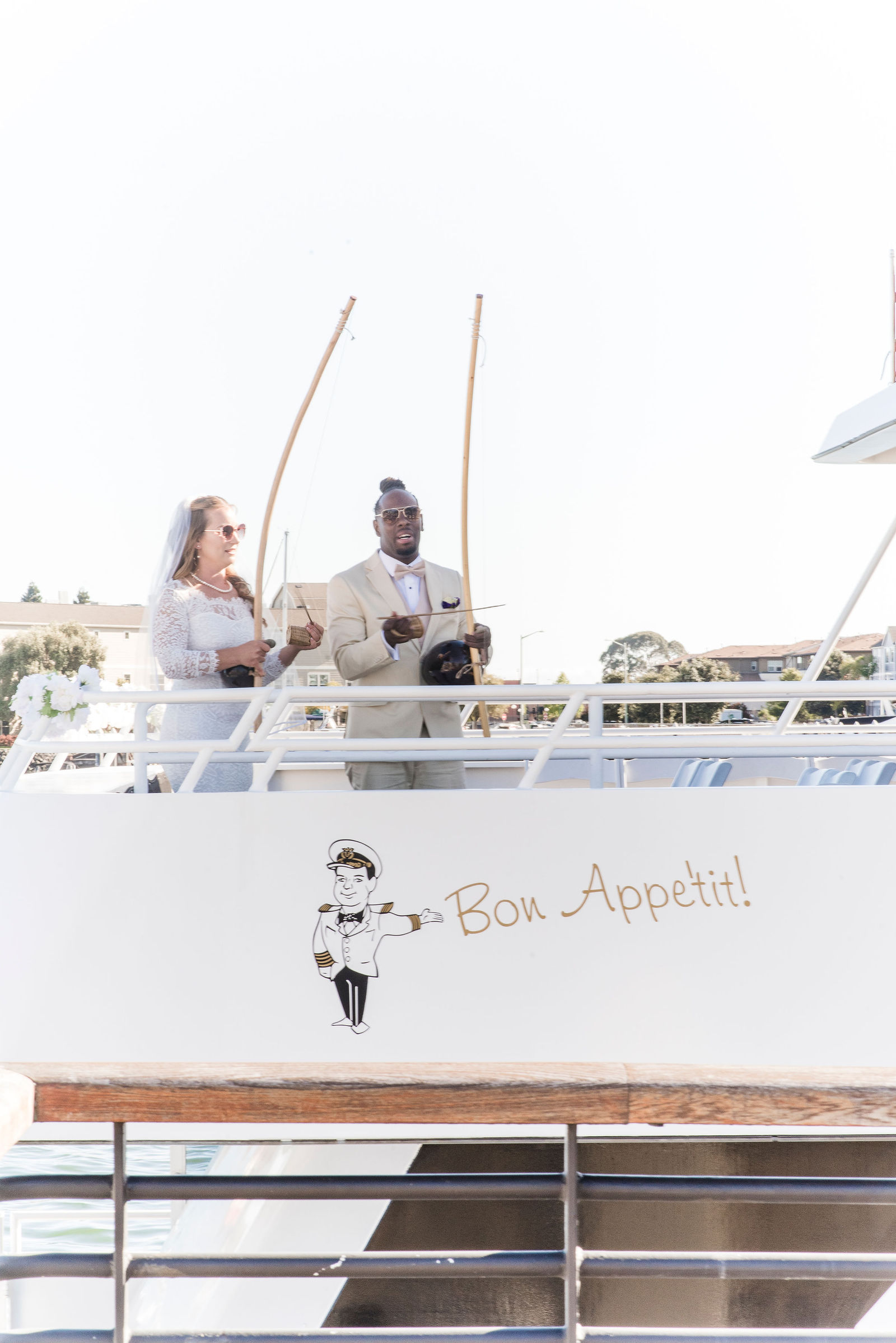 Audrey and Jamel's wedding photos on a boat in the bay area