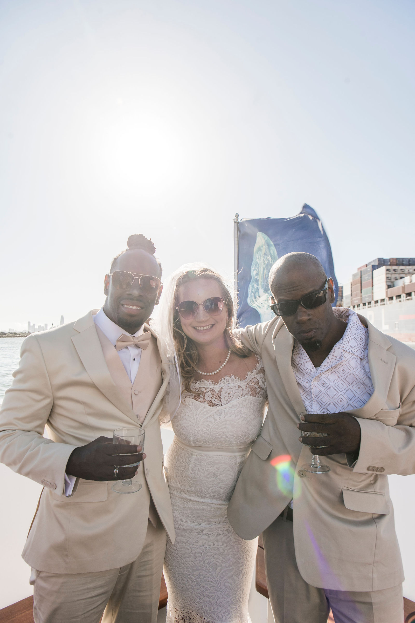 Audrey and Jamel's wedding photos on a boat in the bay area
