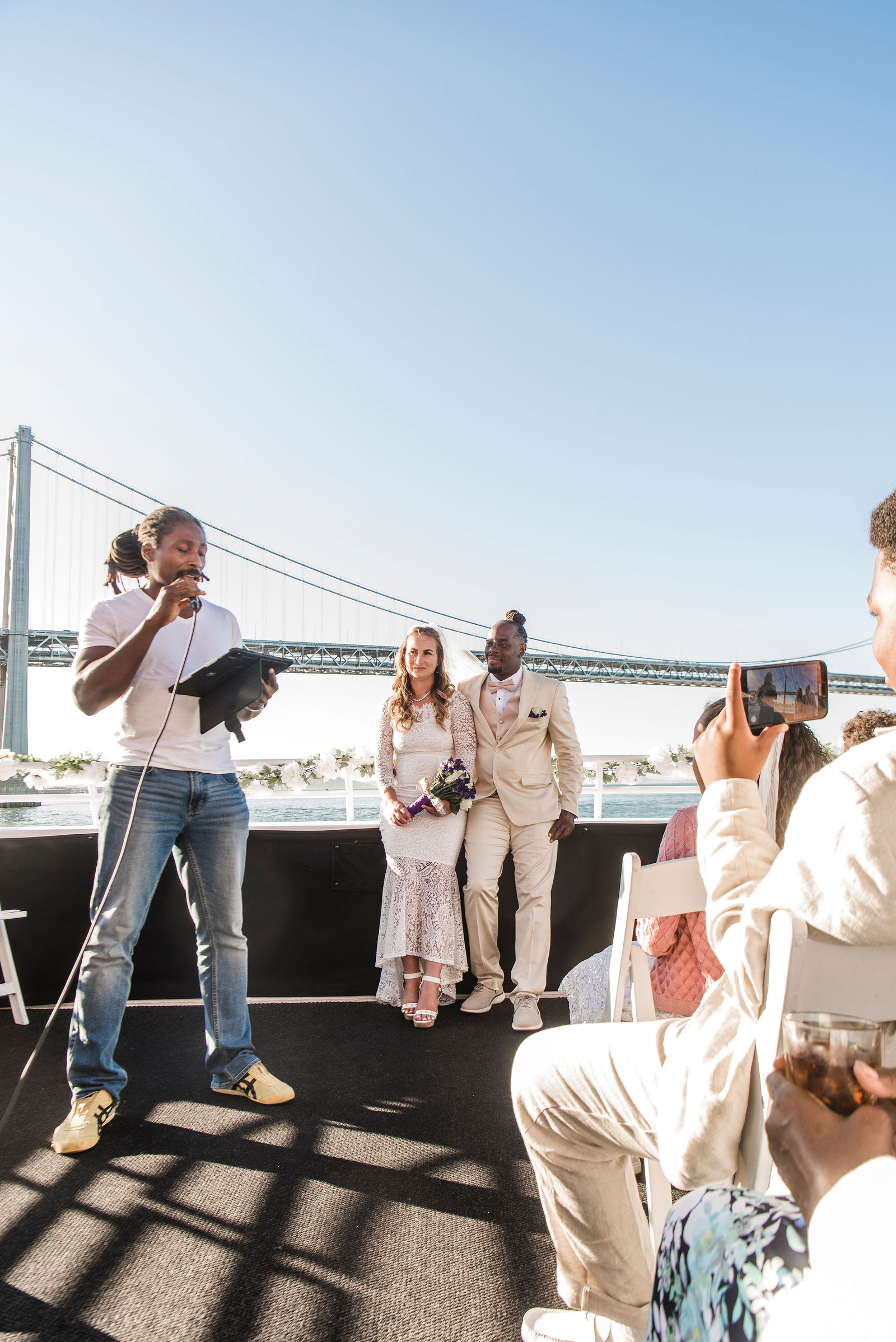 Audrey and Jamel's wedding photos on a boat in the bay area