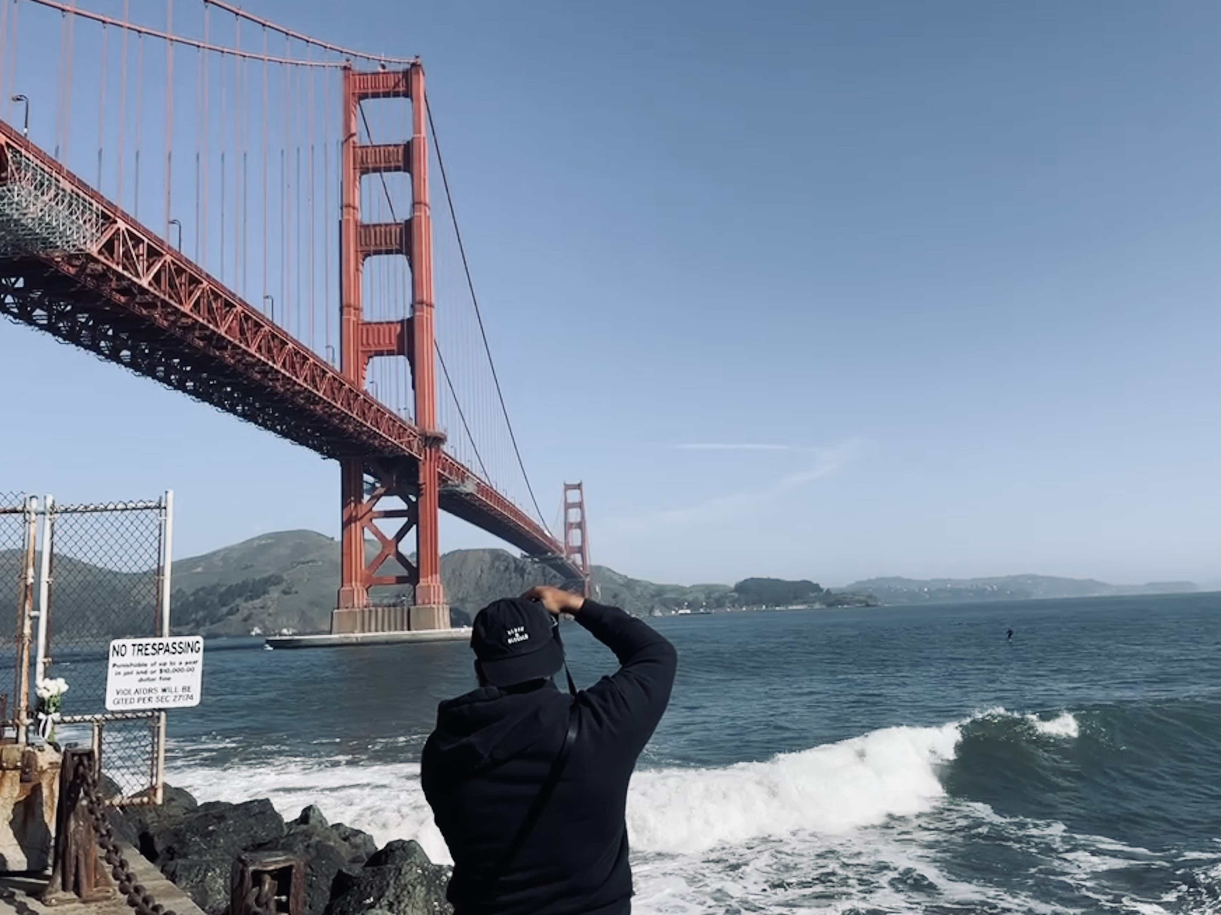 Image of me taking a photo of the San Francisco Golden Gate Bridge
