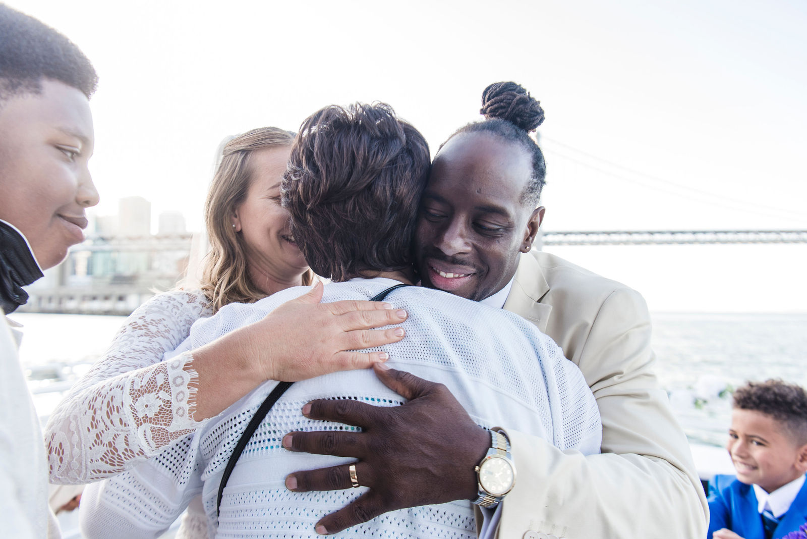 Audrey and Jamel's wedding photos on a boat in the bay area