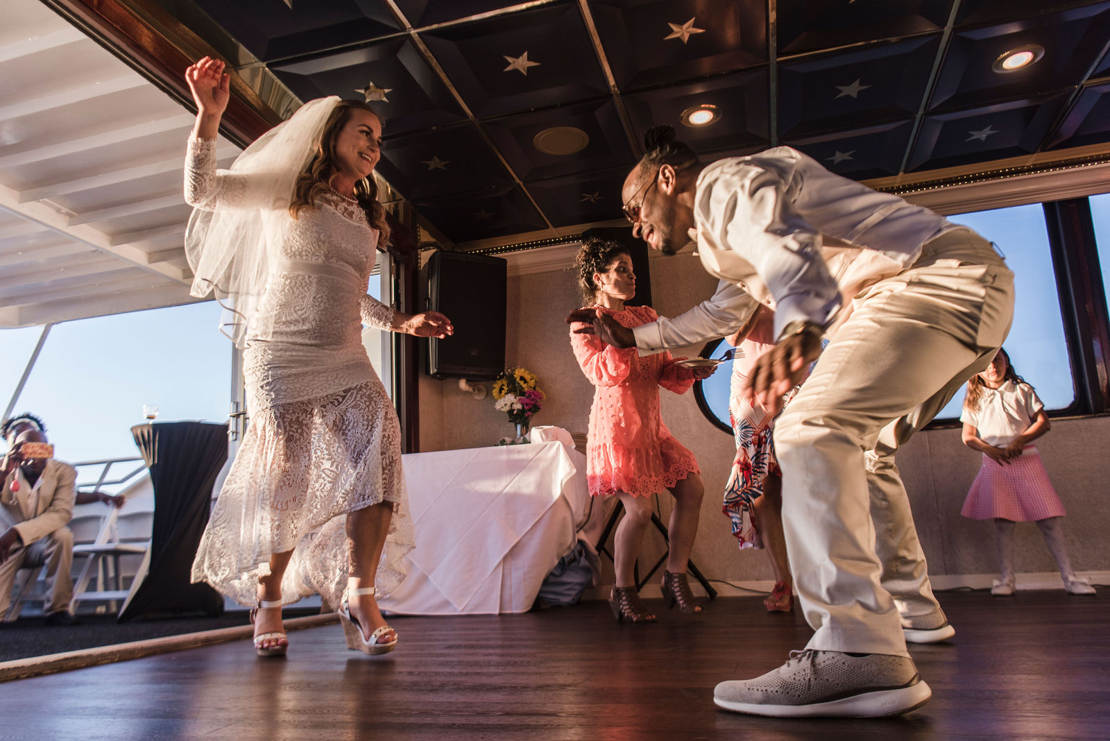 Audrey and Jamel's wedding photos on a boat in the bay area