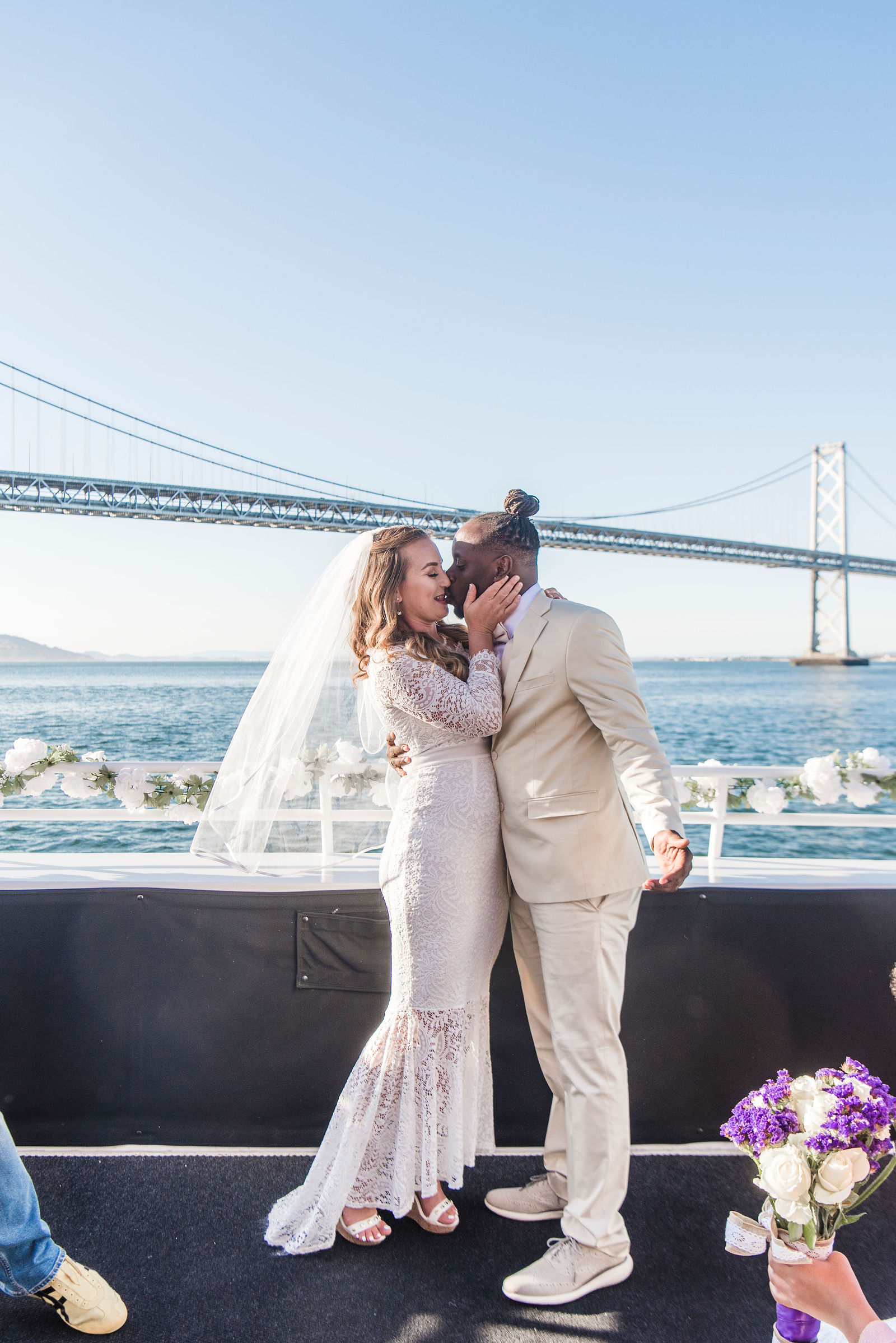 Audrey and Jamel's wedding photos on a boat in the bay area