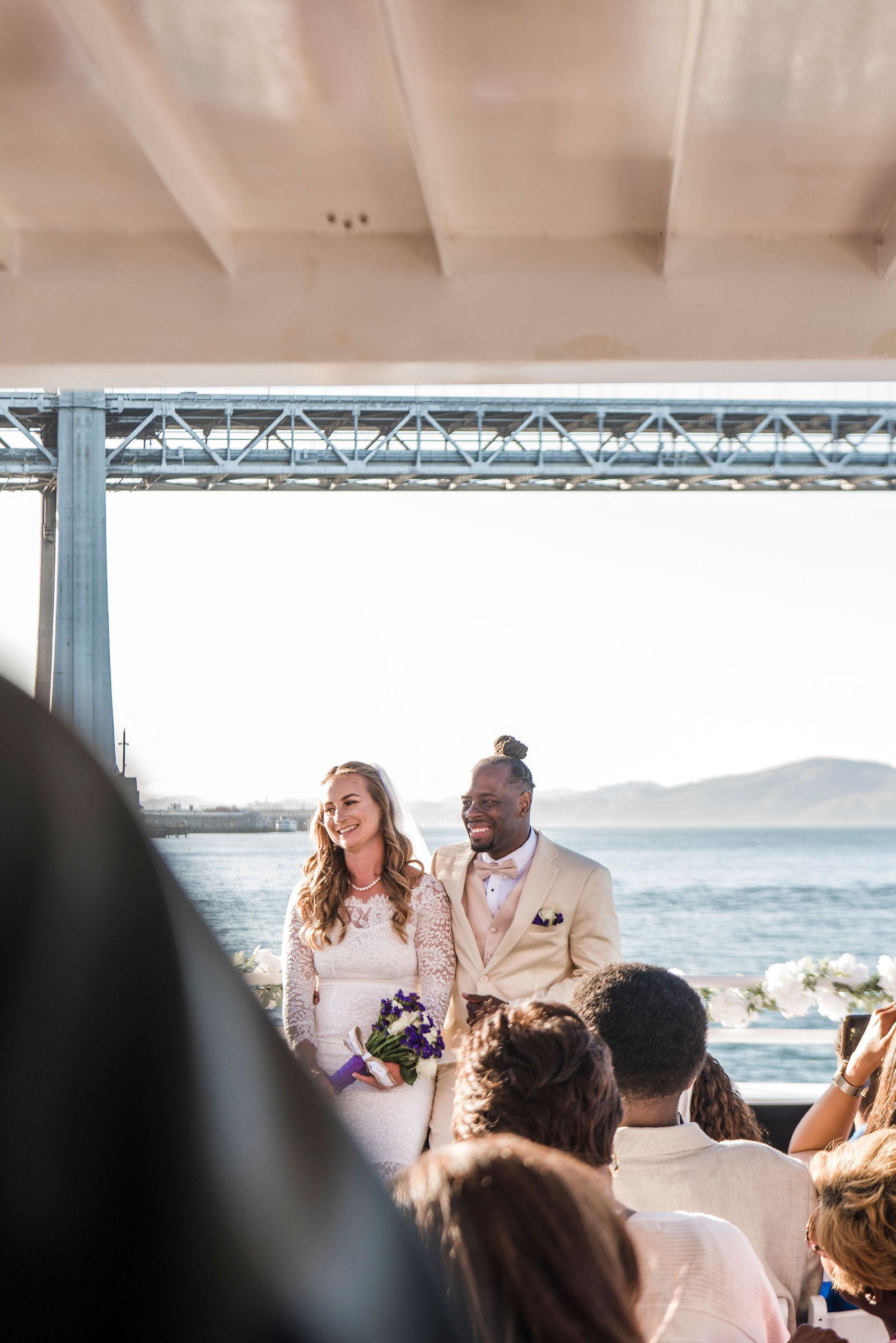 Audrey and Jamel's wedding photos on a boat in the bay area