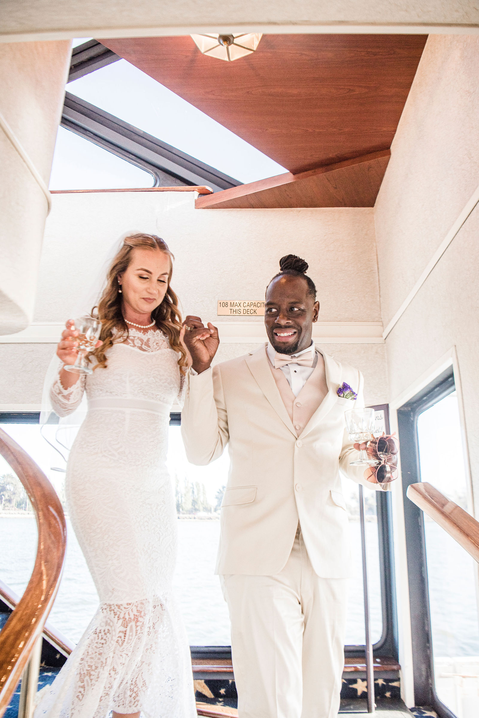 Audrey and Jamel's wedding photos on a boat in the bay area