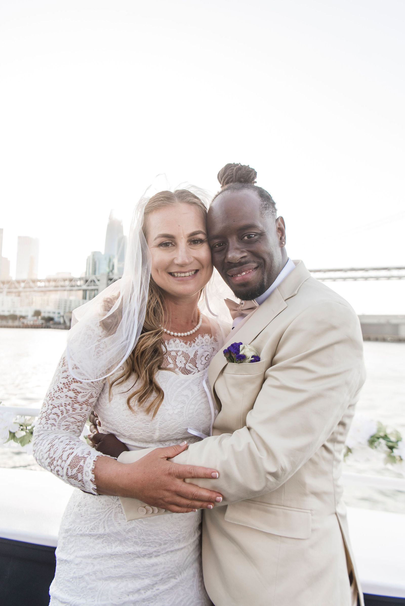 Audrey and Jamel's wedding photos on a boat in the bay area
