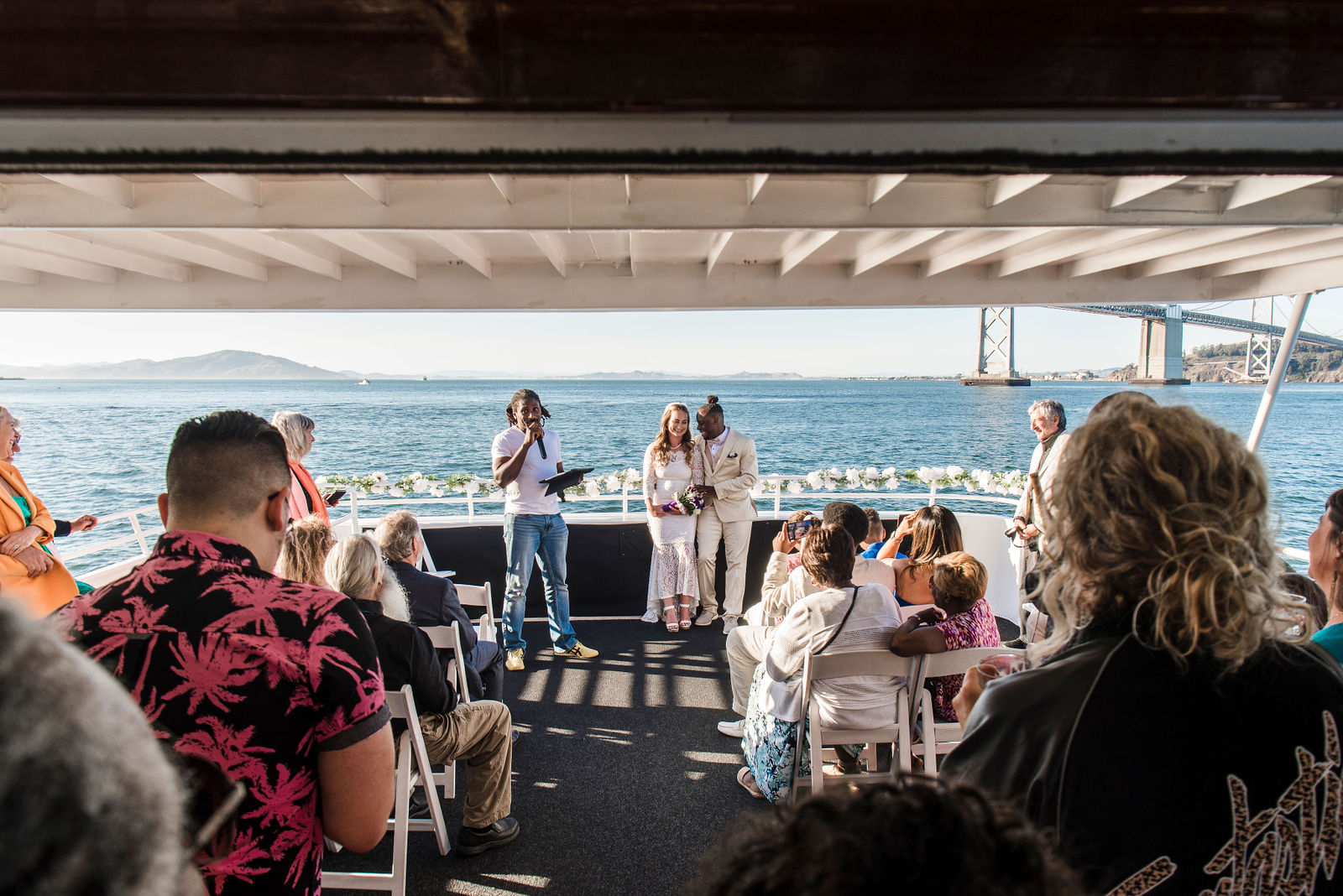 Audrey and Jamel's wedding photos on a boat in the bay area
