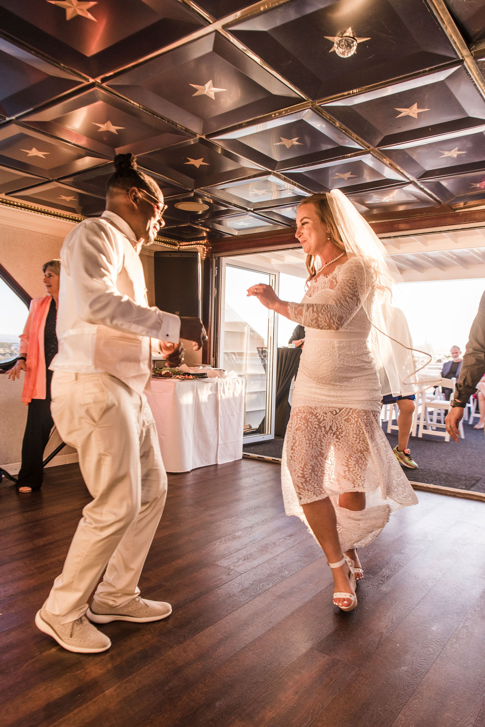 Audrey and Jamel's wedding photos on a boat in the bay area